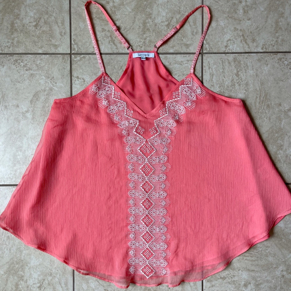Embroidered V Neck Spaghetti Strap Boho Tank Top
